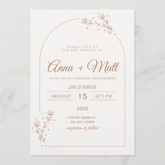 Elegant Minimal Wedding Invitation  (Front)