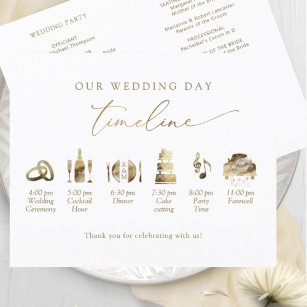  Elegant Minimal Wedding Program Timeline in Gold