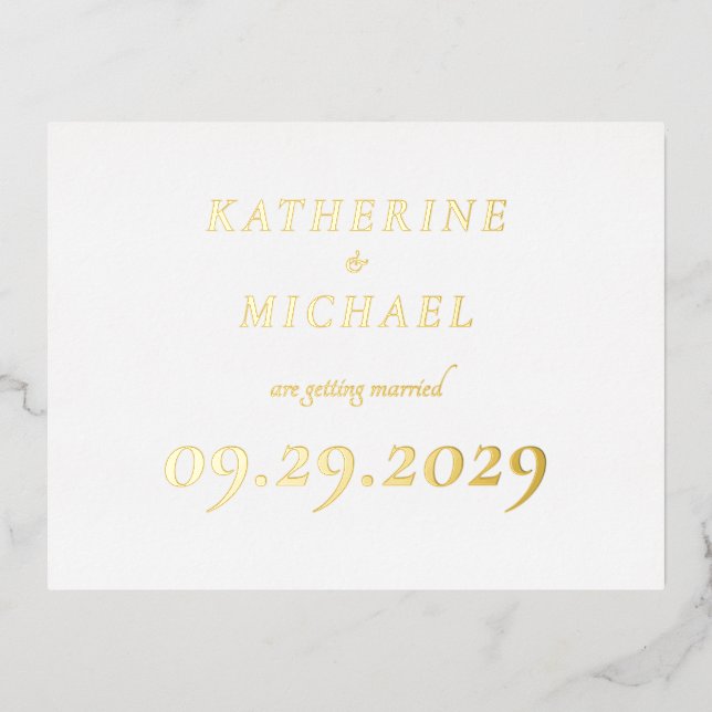 Elegant Minimal Wedding Real Gold Foil Invitation (Front)