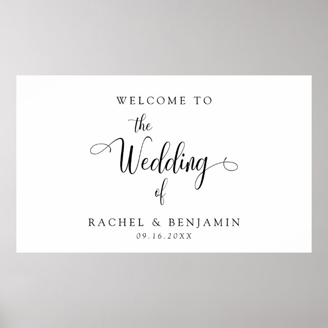 Elegant Minimal Welcome Wedding Fancy Script black Poster (Front)