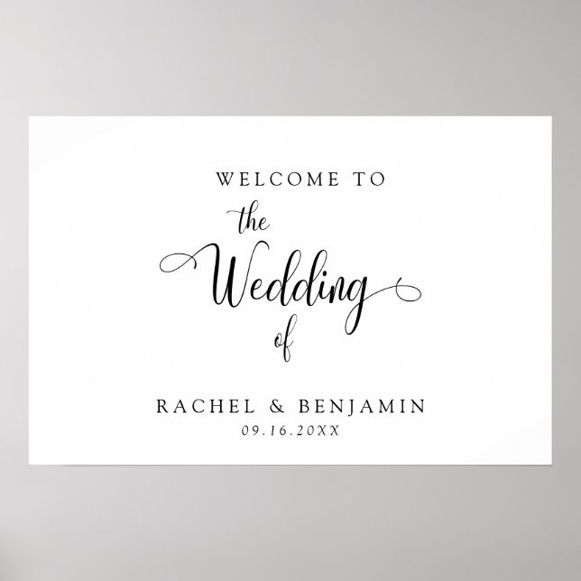 Elegant Minimal Welcome Wedding Fancy Script black Poster (Front)