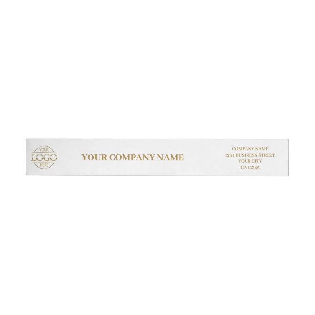 Elegant Minimal White Gold Business Logo Branded Wrap Around Label (Individual)