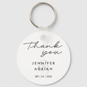 Elegant Minimal White Modern Wedding Keychain