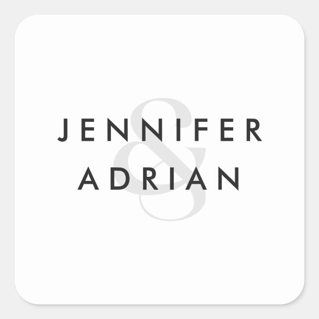 Elegant Minimal White Modern Wedding Square Sticker (Front)
