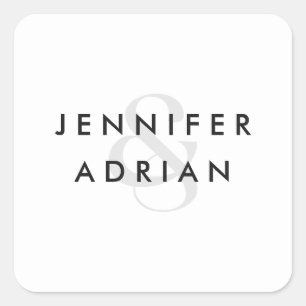 Elegant Minimal White Modern Wedding Square Sticker