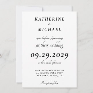 Elegant Minimal White Wedding Invitations