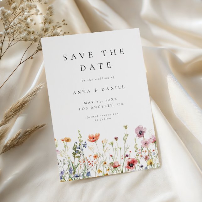 Elegant Minimal Wildflower Wedding Save The Date (Creator Uploaded)