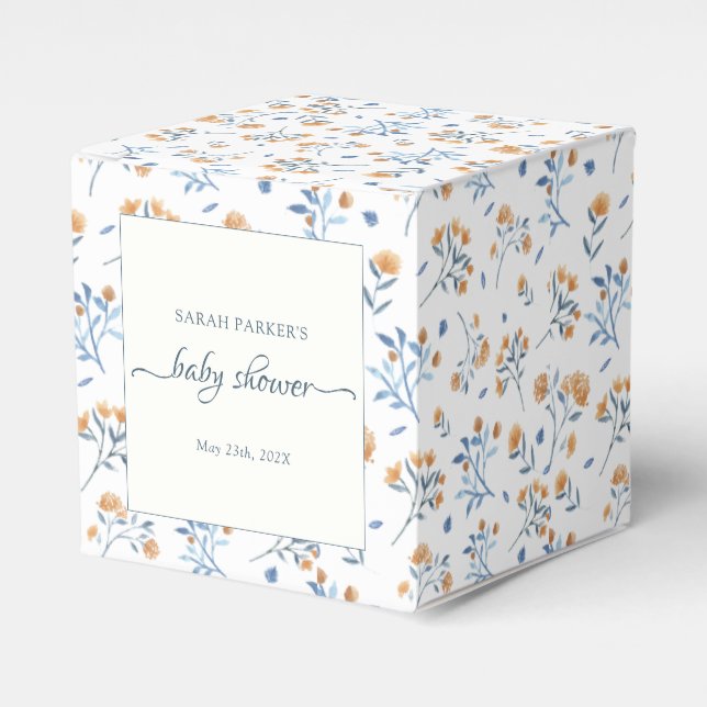 Elegant Minimal Wildflowers Boho Baby Shower  Favor Box (Front Side)