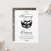 Elegant Minimalis Silver Masquerade Party Birthday