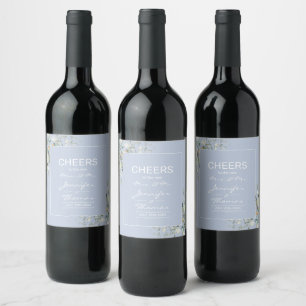 Elegant, Minimalism, Green Leaves Bottle Labels