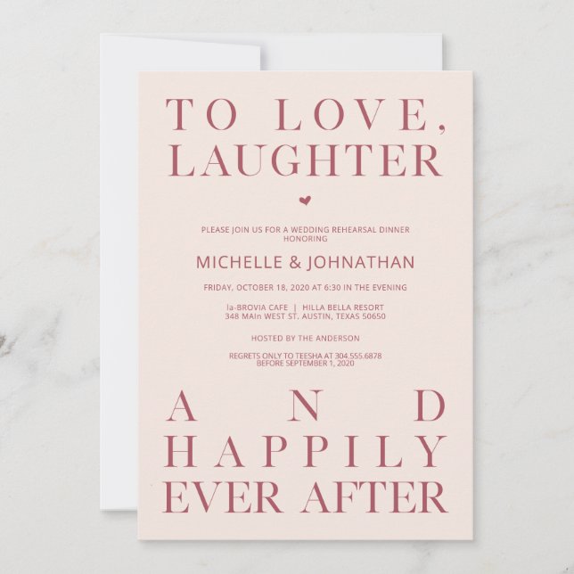 Elegant Minimalism Wedding Rehearsal Dinner Invitation (Front)