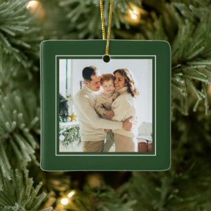 Elegant Minimalist 1 Photo Christmas Ceramic Ornament