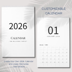 Elegant Minimalist 2026 Calendar