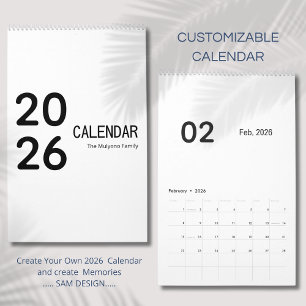 Elegant Minimalist 2026 Calendar