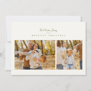 elegant minimalist 3 photo collage script happy holiday card