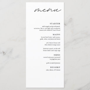 Elegant Minimalist 4 Course Dinner Wedding Menu