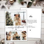 Elegant Minimalist 4 Photo Collage Christmas Holid Holiday Card<br><div class="desc">Elegant, Minimalist, Modern Black and White 4 Photo Collage Merry Christmas Script Holiday Card. This festive, minimal four (4) photo holiday card template features a pretty photo collage, little heart motif and simple pine trees in black and white. The „Merry Christmas” greeting text is written in a beautiful hand lettered...</div>