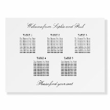 Elegant Minimalist 5 Table Seating Chart