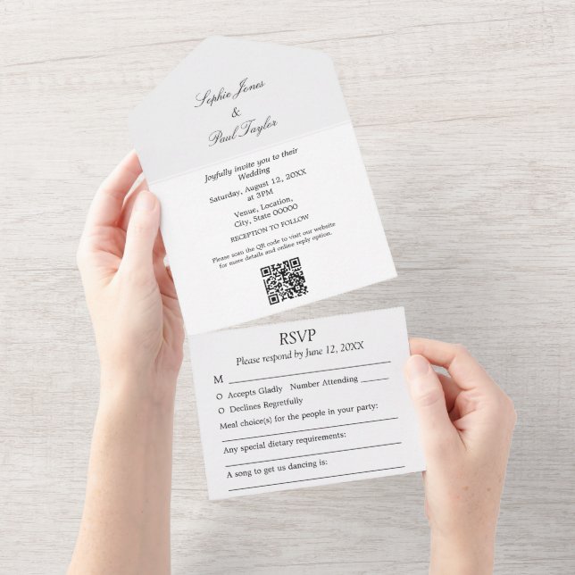 Elegant Minimalist All in One Wedding Invite (Tearaway)