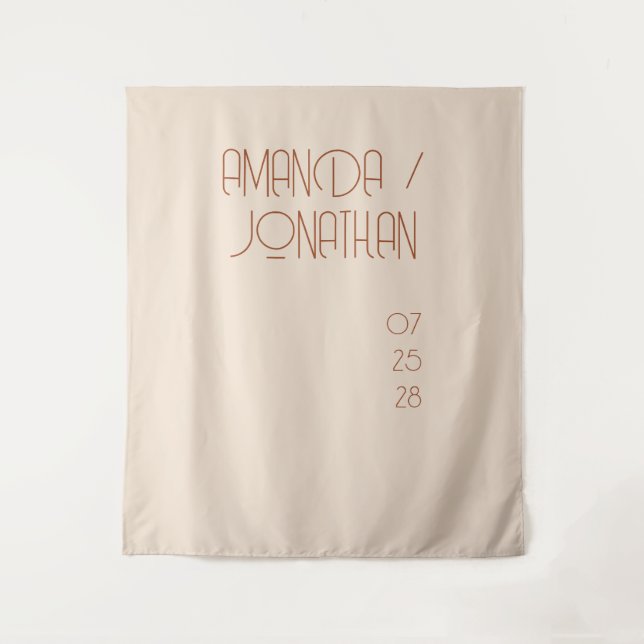 Elegant Minimalist Almond Colour Wedding Backdrop Tapestry (Front)