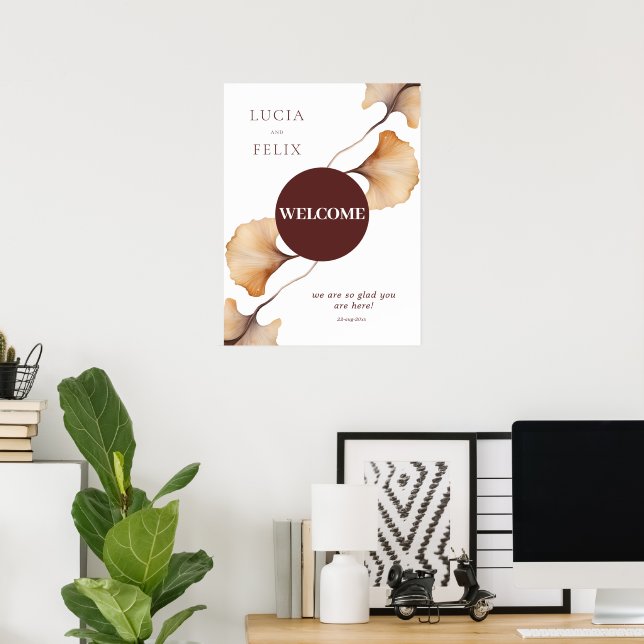 Elegant Minimalist Autumn Wedding Welcome Poster (Home Office)