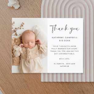 Elegant Minimalist Baptism Baby Shower Thank You Postcard