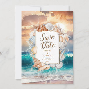 Elegant Minimalist Beach Wedding Save The Date
