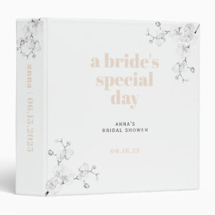 Elegant Minimalist Beige Orchids Bridal Shower Day Binder