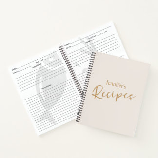 Elegant Minimalist Beige Recipe Notebook