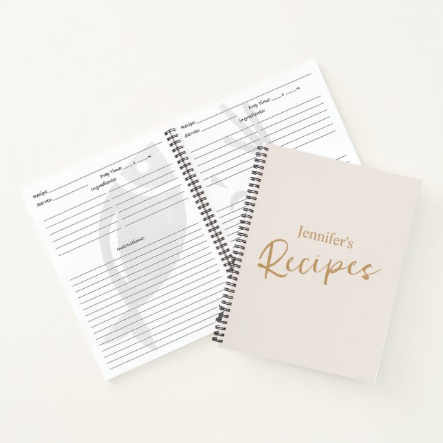 Elegant Minimalist Beige Recipe Notebook (Inside)