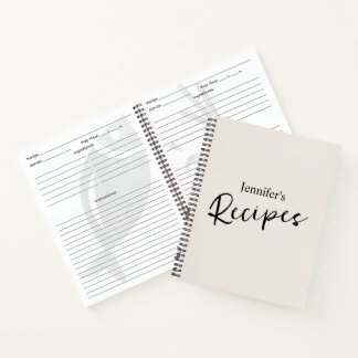 Elegant Minimalist Beige Recipe Notebook