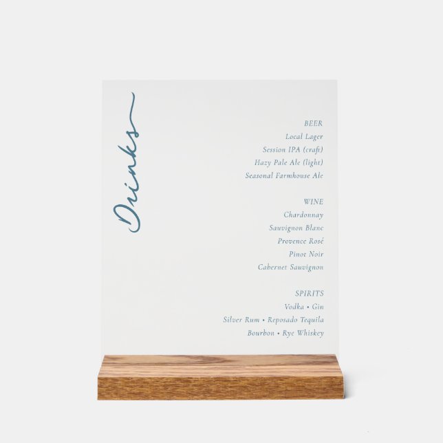 Elegant Minimalist Beverage Guide Blue Serif (Recto)