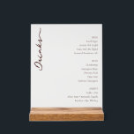 Elegant Minimalist Beverage Menu Sign<br><div class="desc">This elegant wedding menu features a minimalist design with ample white space, creating a clean and sophisticated look. The layout is vertically oriented, showcasing a large cursive "Drinks" title on the left in dark brown, paired with structured lists of beer, wine, and spirits on the right in muted black serif...</div>