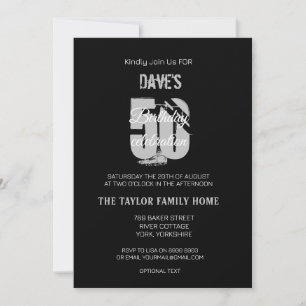 Elegant Minimalist Black 50th Any Birthday  Invitation