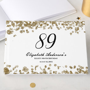 Elegant Minimalist Black and Gold 89th Birthday Guest Book