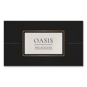 Elegant Minimalist Black and Gold Frame Magnetic Business Card