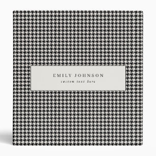Elegant Minimalist Black and Ivory Houndstooth Binder