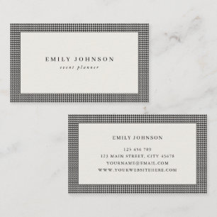 Elegant Minimalist Black and Ivory Houndstooth Business Card