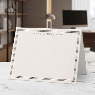 Elegant Minimalist Black and Ivory Two Border Note Card