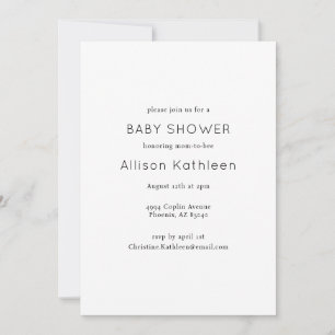 Elegant Minimalist Black and White Baby Shower  Invitation