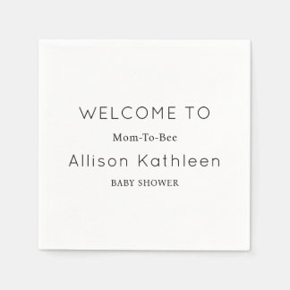 Elegant Minimalist Black and White Baby Shower Napkin