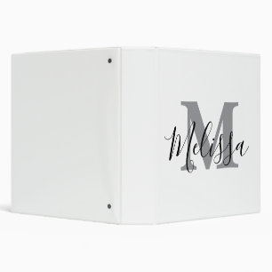 Elegant Minimalist Black and White Chic Custom Binder