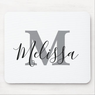 Elegant Minimalist Black and White Chic Custom Mouse Pad