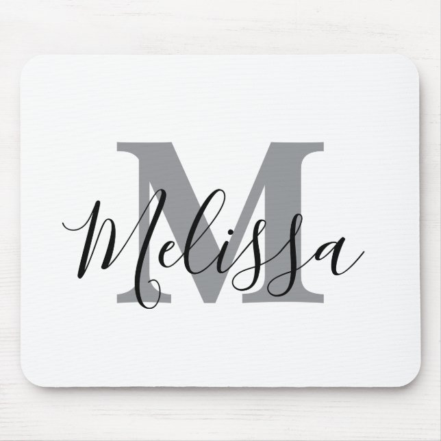 Elegant Minimalist Black and White Chic Custom Mouse Pad (Front)