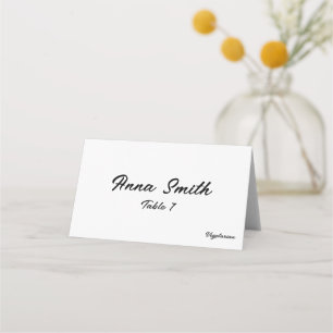 Elegant Minimalist Black and White Contemporary Place Card