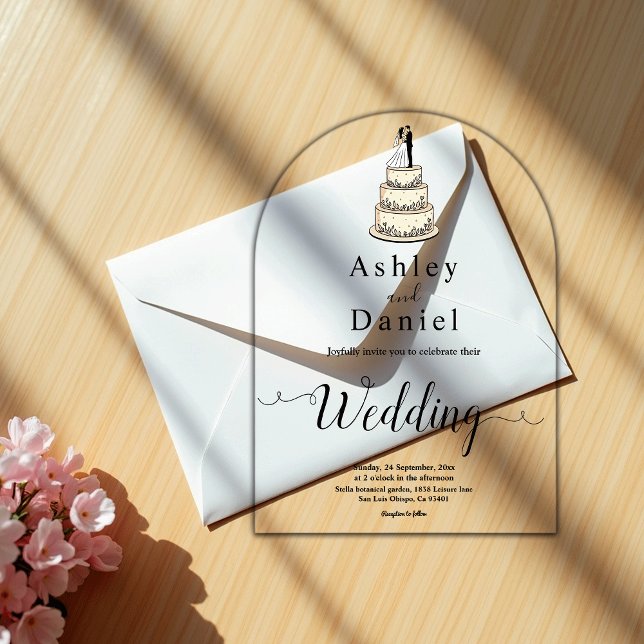 Elegant Minimalist Black And White Modern Wedding Acrylic Invitations (Creator Uploaded)