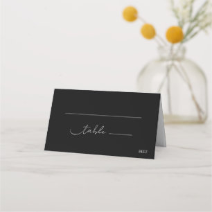 Elegant Minimalist Black and White Modern Wedding Place Card