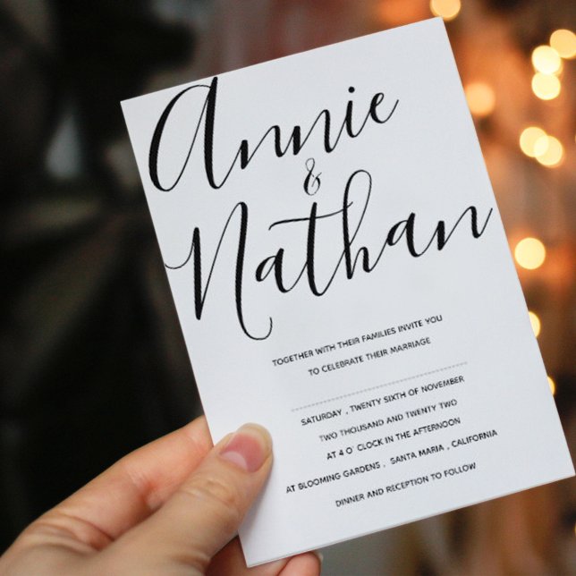 Elegant Minimalist Black and White Script Wedding Invitation (Elegant Minimalist Black and White Script Wedding Invitation)