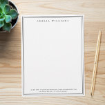 Elegant Minimalist Black and White Two Border Letterhead<br><div class="desc">Create your own personalized letterhead with elegant chic typography name and two border lines in black and white colour.</div>