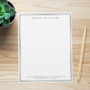 Elegant Minimalist Black and White Two Border Letterhead